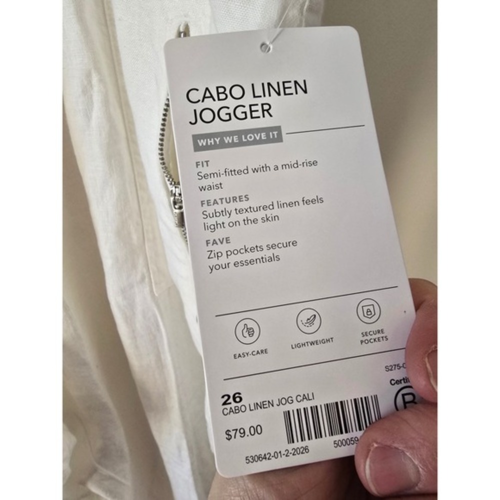 Athleta‎ Cabo Linen Jogger Pants White Lightweight Zip Pockets Size 26 - Picture 5 of 10